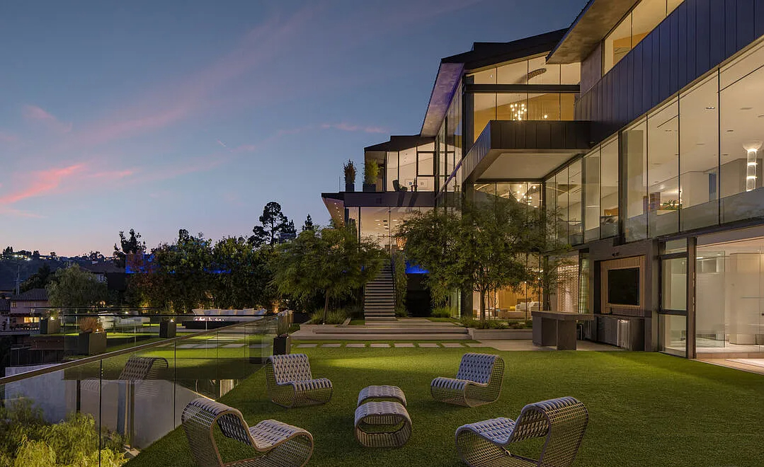 Terraced lawns at twilight